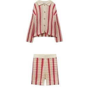 Zara Red and Cream Knit Garment set 2 pc